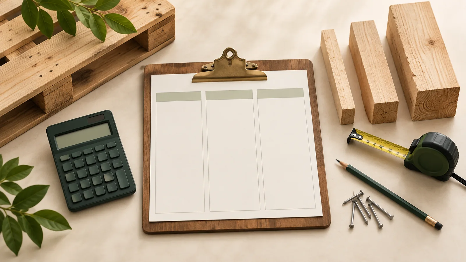 Ảnh minh họa bằng AI: chuẩn bị tài liệu để so sánh báo giá pallet.